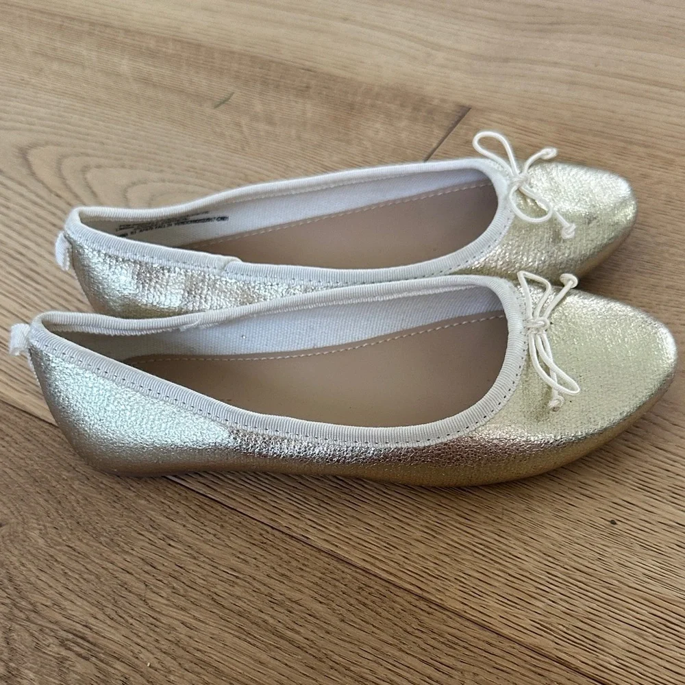 J. Crew Crewcuts Girls' metallic gold Shimmering Ballet Flats 1